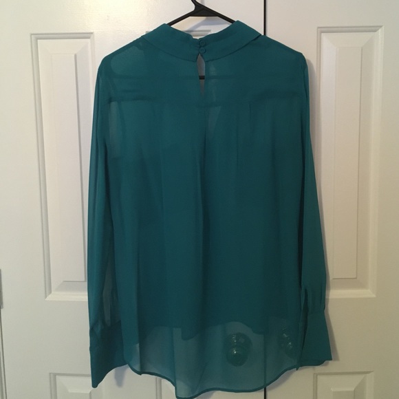BCBG teal silk sheer blouse - Picture 2 of 3